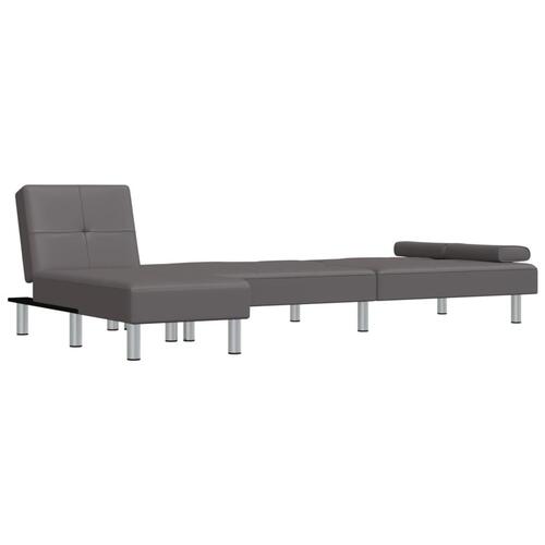 Sovesofa med chaiselong 255x140x70 cm kunstlæder grå
