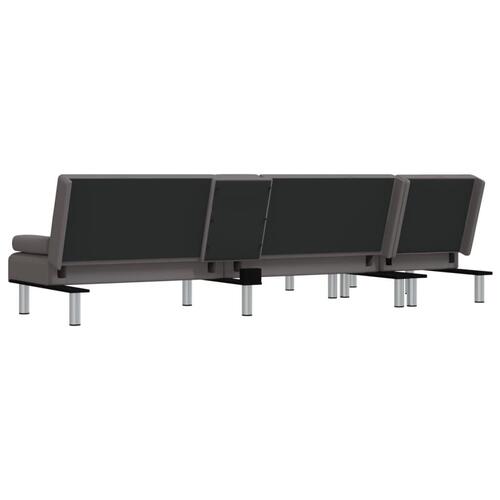Sovesofa med chaiselong 255x140x70 cm kunstlæder grå
