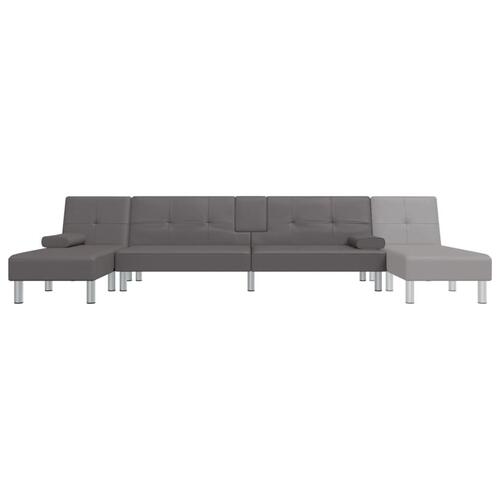 Sovesofa med chaiselong 255x140x70 cm kunstlæder grå