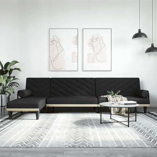 Sovesofa med chaiselong 260x140x70 cm stof sort