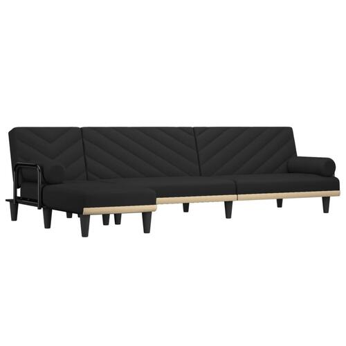 Sovesofa med chaiselong 260x140x70 cm stof sort