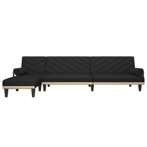 Sovesofa med chaiselong 260x140x70 cm stof sort