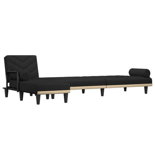 Sovesofa med chaiselong 260x140x70 cm stof sort