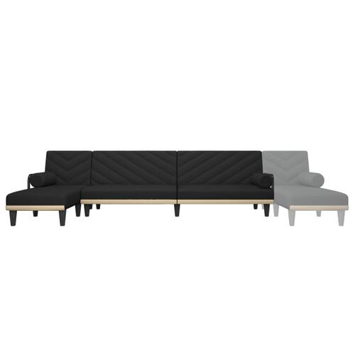 Sovesofa med chaiselong 260x140x70 cm stof sort