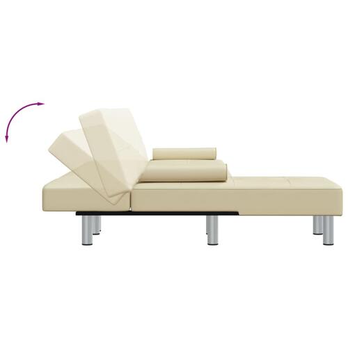 Sovesofa med chaiselong 255x140x70 cm kunstlæder cremefarvet