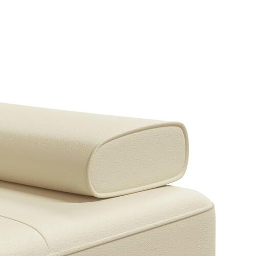 Sovesofa med chaiselong 255x140x70 cm kunstlæder cremefarvet
