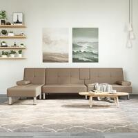 Sovesofa med chaiselong 255x140x70 cm kunstlæder cappuccinofarvet