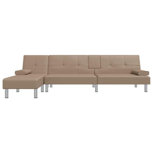 Sovesofa med chaiselong 255x140x70 cm kunstlæder cappuccinofarvet