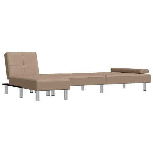 Sovesofa med chaiselong 255x140x70 cm kunstlæder cappuccinofarvet