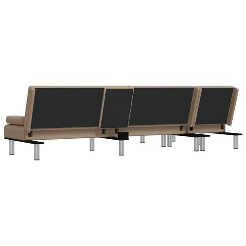 Sovesofa med chaiselong 255x140x70 cm kunstlæder cappuccinofarvet