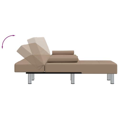 Sovesofa med chaiselong 255x140x70 cm kunstlæder cappuccinofarvet