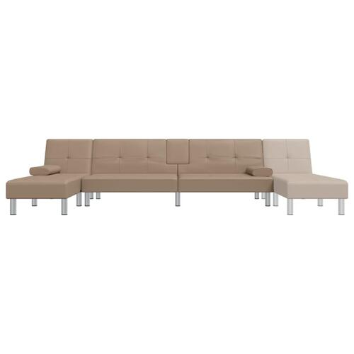 Sovesofa med chaiselong 255x140x70 cm kunstlæder cappuccinofarvet