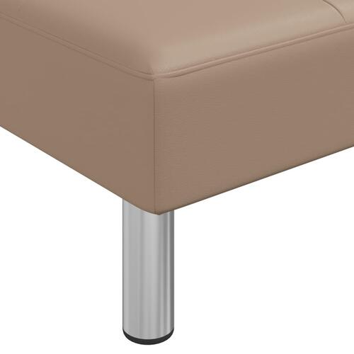 Sovesofa med chaiselong 255x140x70 cm kunstlæder cappuccinofarvet