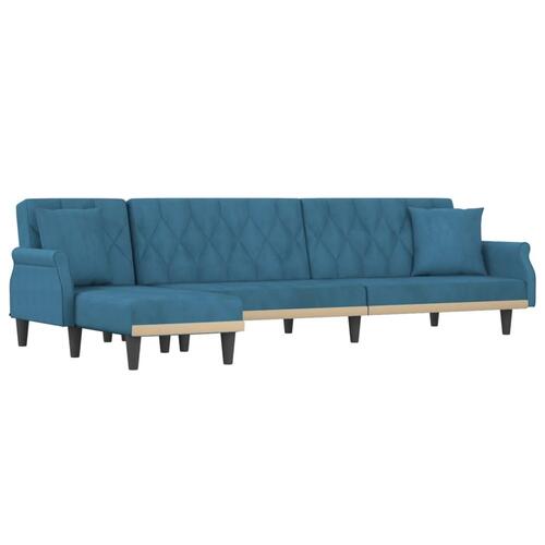 Sovesofa med chaiselong 271x140x70 cm velour blå