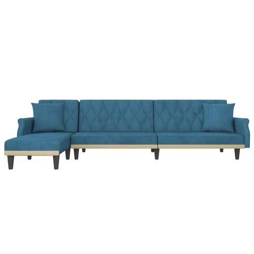 Sovesofa med chaiselong 271x140x70 cm velour blå