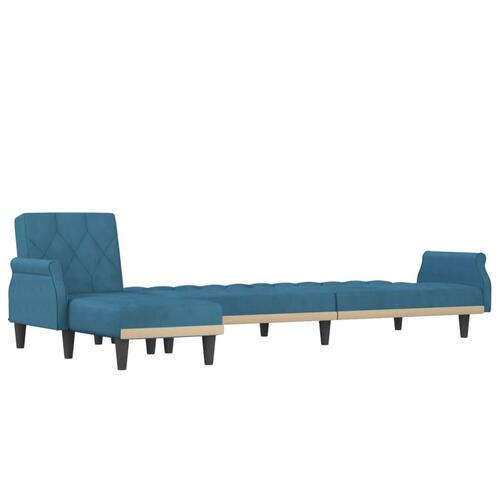 Sovesofa med chaiselong 271x140x70 cm velour blå