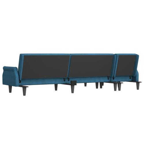 Sovesofa med chaiselong 271x140x70 cm velour blå