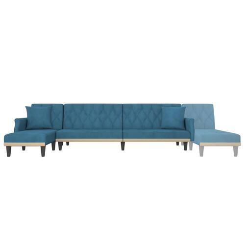 Sovesofa med chaiselong 271x140x70 cm velour blå