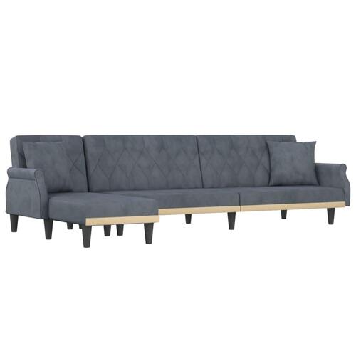 Sovesofa med chaiselong 271x140x70 cm velour mørkegrå