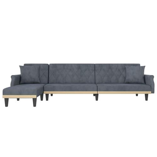 Sovesofa med chaiselong 271x140x70 cm velour mørkegrå