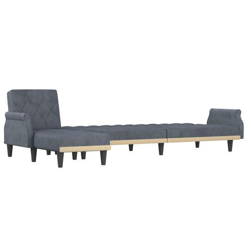 Sovesofa med chaiselong 271x140x70 cm velour mørkegrå