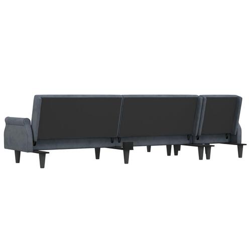 Sovesofa med chaiselong 271x140x70 cm velour mørkegrå