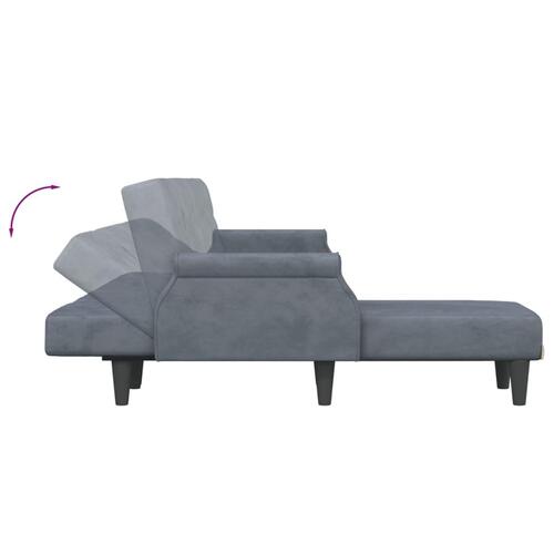Sovesofa med chaiselong 271x140x70 cm velour mørkegrå