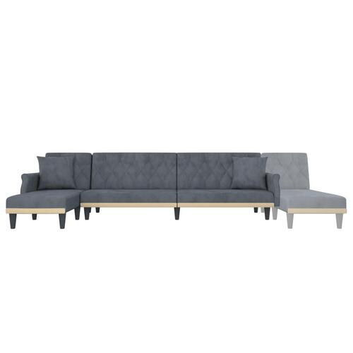 Sovesofa med chaiselong 271x140x70 cm velour mørkegrå