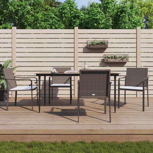 Havestole med hynder 4 stk. 56x59x84 cm polyrattan brun