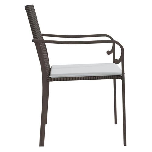 Havestole med hynder 4 stk. 56x59x84 cm polyrattan brun