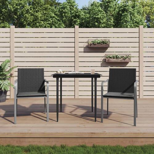 Havestole med hynder 2 stk. 56x59x84 cm polyrattan sort