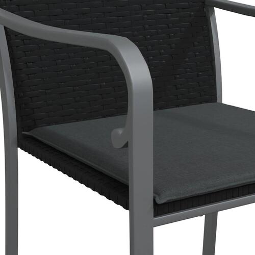 Havestole med hynder 2 stk. 56x59x84 cm polyrattan sort