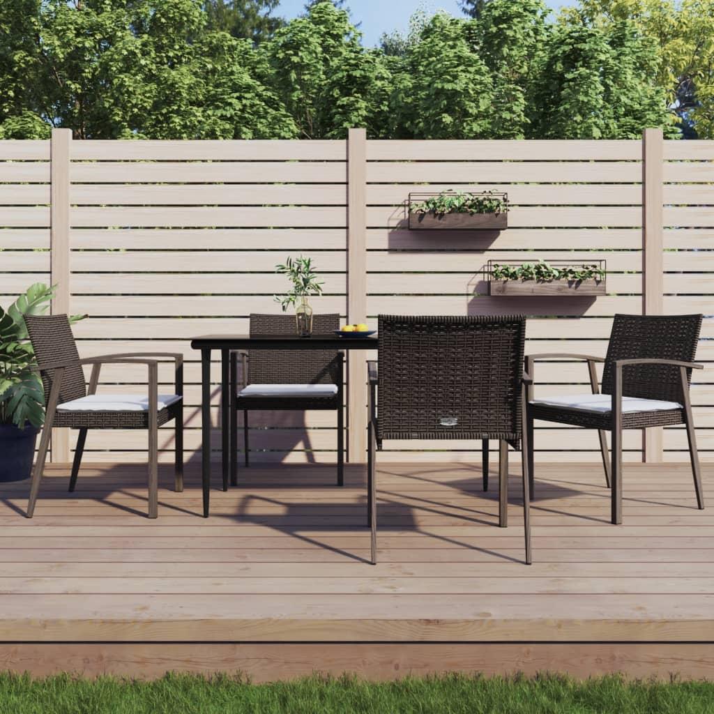 Havestole med hynder 4 stk. 56,5x57x83 cm polyrattan brun
