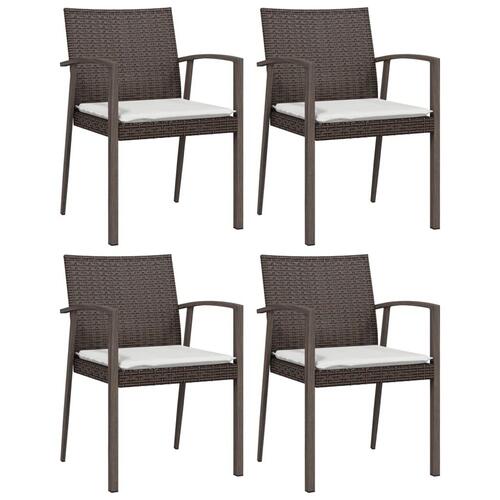 Havestole med hynder 4 stk. 56,5x57x83 cm polyrattan brun
