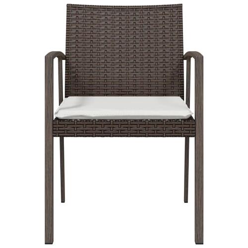 Havestole med hynder 4 stk. 56,5x57x83 cm polyrattan brun
