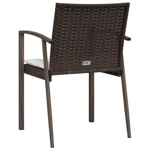 Havestole med hynder 4 stk. 56,5x57x83 cm polyrattan brun
