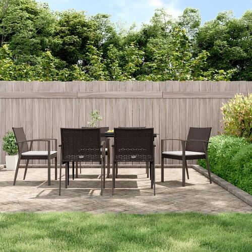 Havestole med hynder 6 stk. 56,5x57x83 cm polyrattan brun