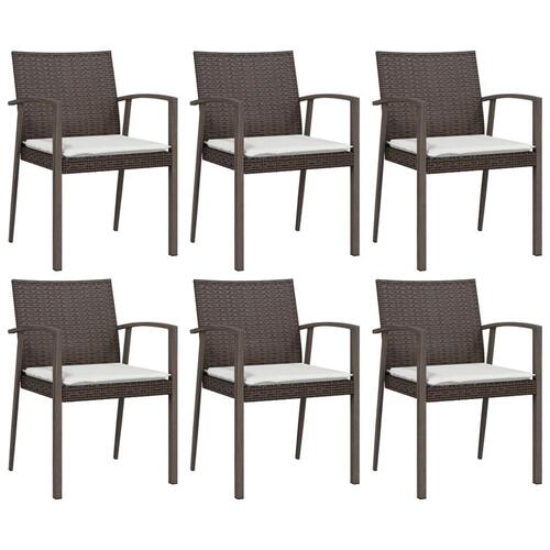 Havestole med hynder 6 stk. 56,5x57x83 cm polyrattan brun