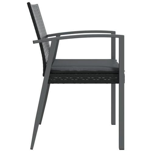 Havestole med hynder 6 stk. 56,5x57x83 cm polyrattan sort