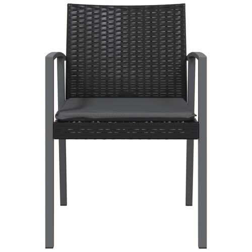 Havestole med hynder 2 stk. 56,5x57x83 cm polyrattan sort
