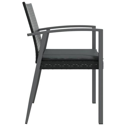 Havestole med hynder 2 stk. 56,5x57x83 cm polyrattan sort