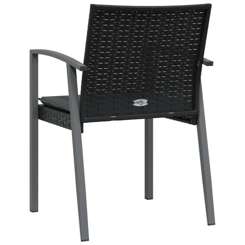 Havestole med hynder 2 stk. 56,5x57x83 cm polyrattan sort