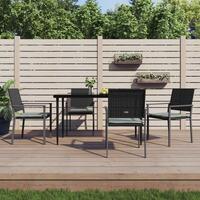 Havestole med hynder 4 stk. 54x62,5x89 cm polyrattan sort