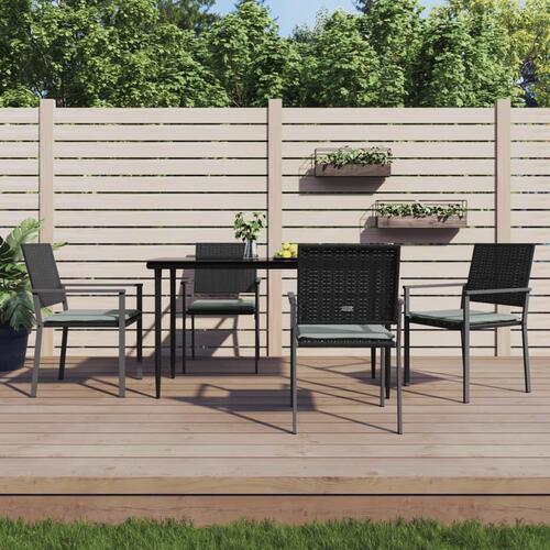 Havestole med hynder 4 stk. 54x62,5x89 cm polyrattan sort