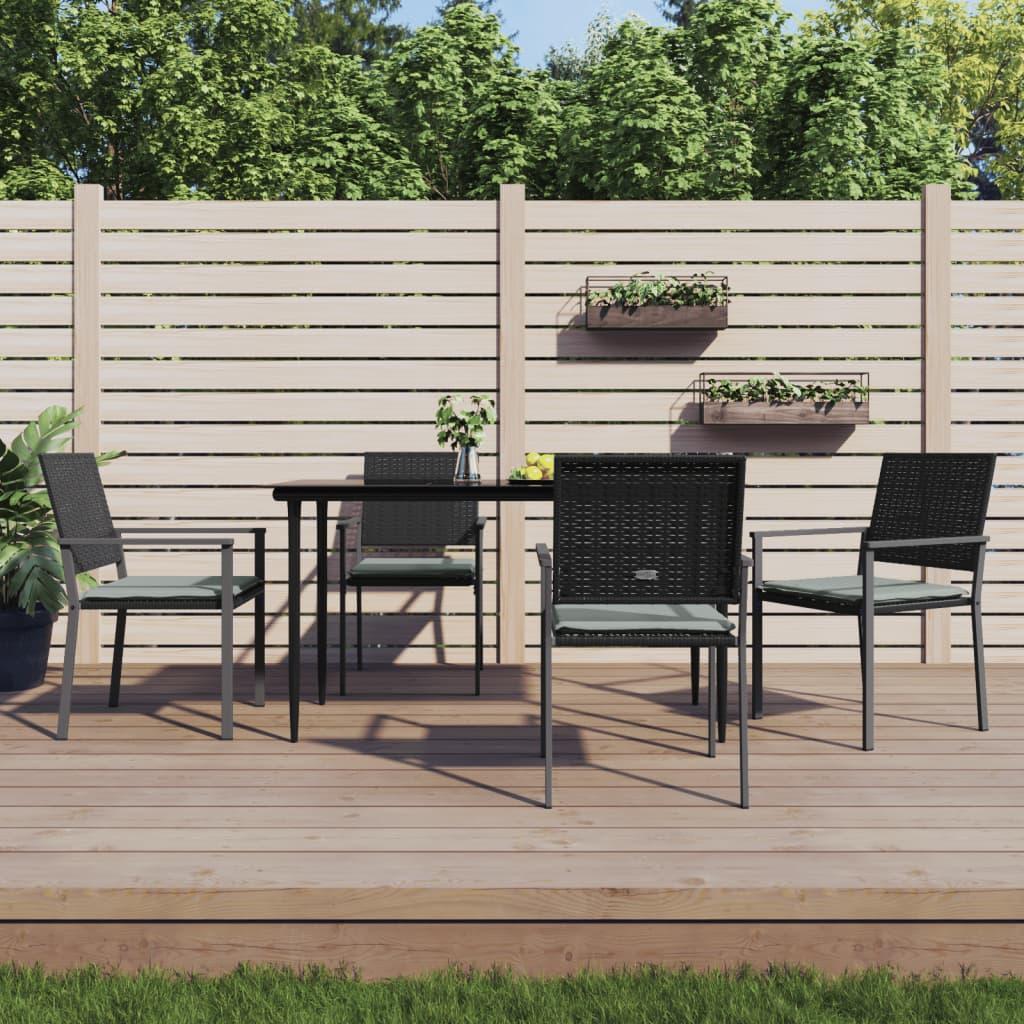 Havestole med hynder 4 stk. 54x62,5x89 cm polyrattan sort