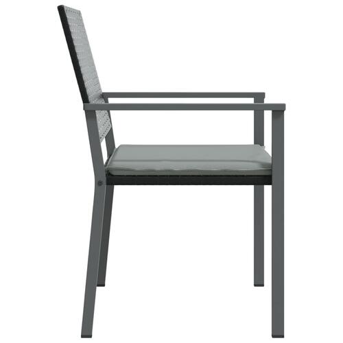 Havestole med hynder 4 stk. 54x62,5x89 cm polyrattan sort