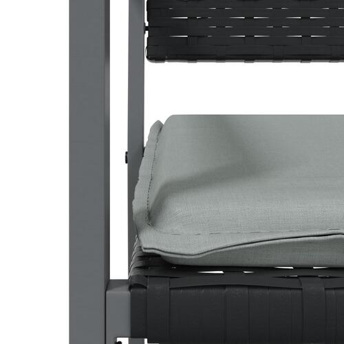 Havestole med hynder 4 stk. 54x62,5x89 cm polyrattan sort