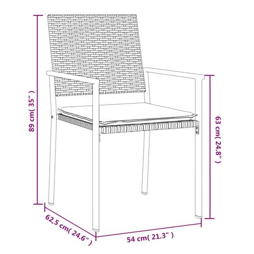 Havestole med hynder 4 stk. 54x62,5x89 cm polyrattan sort
