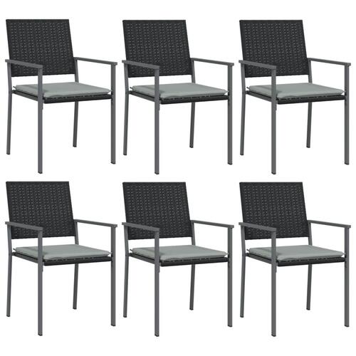 Havestole med hynder 6 stk. 54x62,5x89 cm polyrattan sort