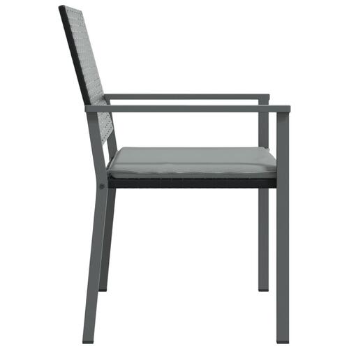 Havestole med hynder 6 stk. 54x62,5x89 cm polyrattan sort